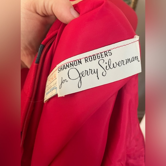 Shannon Rodgers For Jerry Silverman Vintage Red Long-sleeve Dress With Navy Trim - Picture 12 of 12